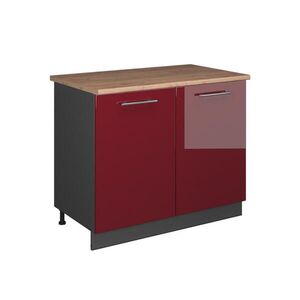 Vicco SKŘÍŇKA POD DŘEZ Fame-Line, Bordó červená vysoký lesk/Antracit, 100 cm, PD Dub obraz