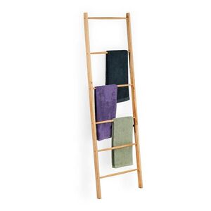 Relaxdays ŽEBŘÍK Přírodní na ručníky ořechové dřevo 6 příček 170x55 cm obraz
