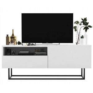 Meble Lindner TV stolek Enjoy Bílá mat 120 cm se zásuvkou a kovovým rámem obraz