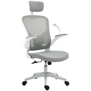 OKWISH KANCELÁŘSKÁ židle 65/64/114-122 cm šedá z plastu s opěrkou hlavy a houpací funkcí obraz