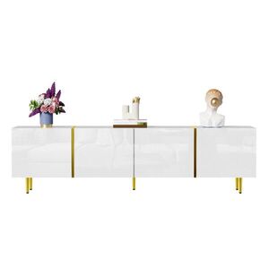 OKWISH TV stolek 170/35/46 cm bílá z MDF s vysokým leskem a čtyřmi dvířky se soft-close obraz