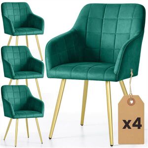 RAUMHIRSCH FURNITURE ČALOUNĚNÁ ŽIDLE, sada 4 ks, kovové nohy, zelená, zlatá 54/82/58 obraz