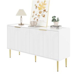 Modfu KOMODA z MDF 140x38x75 cm bílá se 4 dvířky, nastavitelnými policemi a tichým dovíráním obraz