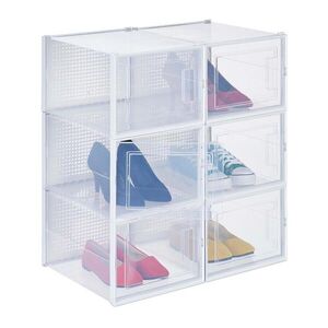 Relaxdays KRABICE Transparentní Bílé 6ks-Set s víkem obraz