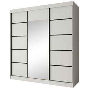 Beautysofa SKŘÍŇ s posuvnými dveřmi Monica 200/215/61 3dveřová bílá + černá se zrcadlem obraz