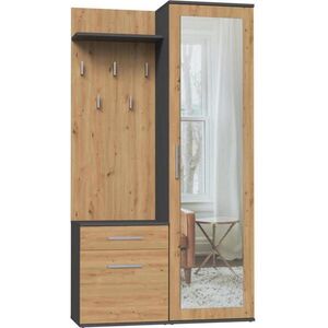 Beautysofa PŘEDSÍŇOVÁ STĚNA Fiora 100/180/35 antracit/dub artisan obraz