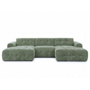 luma-home SEDACÍ SOUPRAVA ve tvaru písmene U s rafinovaným prošíváním, 6místná, 323 × 161 × 79 cm (Š×H×V), čalounění ze ženilky v zelené barvě / 21049 obraz