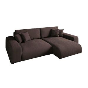 luma-home ROHOVÁ POHOVKA s funkcí rozkládání, úložným prostorem, vlnovou pružinovou konstrukcí, 255 × 165 × 84 cm (Š×H×V), manšestr tmavě hnědý / 2100 obraz
