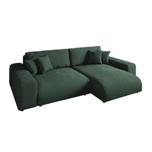 luma-home ROHOVÁ POHOVKA s funkcí rozkládání, úložným prostorem, pružinovým jádrem, Š255/H165/V84 cm, ležecká plocha 148x196 cm, zelený kord / 21005 obraz