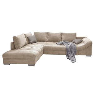 luma-home ROHOVÁ POHOVKA s funkcí rozkládání, vlnovým pružením, otomanem vlevo, Š298/H202/V84 cm, ležecká plocha 154×227 cm, manšestr béžový / 17204 obraz