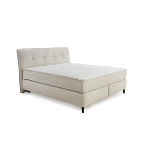 luma-home POSTEL s boxspringem 180 × 200 cm, extra silná oboustranná matrace s 7 zónami, kapesní pružiny H3/H4, plochá tkanina béžová-šedá / 20024 obraz