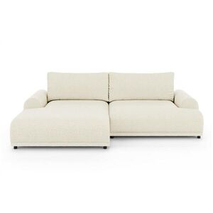 luma-home ROHOVÁ POHOVKA s rozkládací funkcí, extra širokým otomanem vlevo, 240 × 145 × 81 cm (Š×H×V), potah s bouclé vzorem v odstínu béžová-krémová obraz