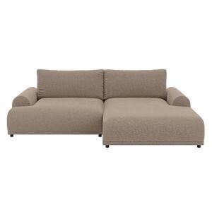 luma-home ROHOVÁ POHOVKA s funkcí rozkládání, úložný prostor, extra široký otoman vpravo, zaoblené područky, Š240/H145/V81 cm, ženilka světle hnědá / obraz