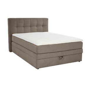 luma-home POSTEL s boxspringem 140 × 200 cm, 7zónová matrace s kapesními pružinami typu „tonneau“ H3, topper, manšestr hnědá taupe / 20037 obraz