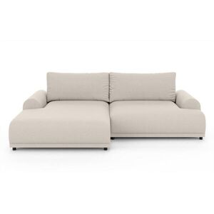 luma-home ROHOVÁ POHOVKA s rozkládací funkcí, úložným prostorem, extra širokým otomanem vlevo, Š240/H145/V81 cm, strukturovaná látka v barvě béžové / obraz
