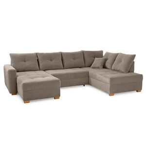 luma-home SEDACÍ SOUPRAVA s funkcí lůžka a úložným prostorem pod matrací, tvar písmene U, 313 × 200 × 92 cm (Š×H×V), manšestr hnědá taupe / 15219 obraz