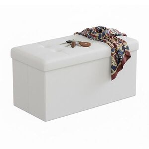 Relaxdays LAVICE Bílá z umělé kůže s úložným prostorem obraz