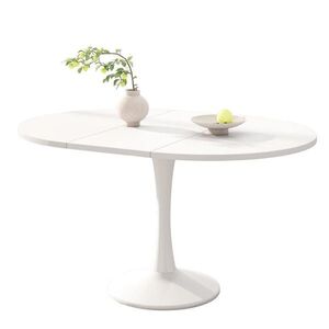 OKWISH ROZKLÁDACÍ jídelní stůl 100/140/100/75 cm bílý z MDF v oválném designu obraz