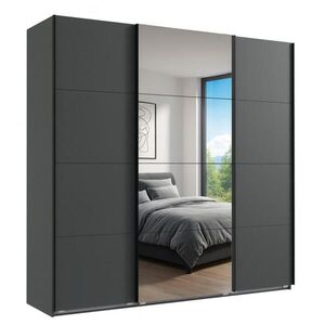 luma-home SKŘÍŇ S POSUVNÝMI DVEŘMI, 3dveřová, šířka 225 cm, výška 236 cm, hloubka 64 cm, extra vysoká, v barvě grafit, s jedním zrcadlovým křídlem / 2 obraz