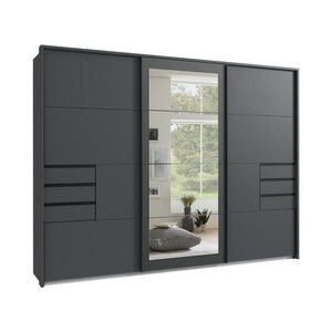 luma-home SKŘÍŇ S POSUVNÝMI DVEŘMI, 3dveřová, 273 × 213 × 64 cm (Š×V×H), v grafitové barvě, s paspartou, zrcadlem a zásuvkami / 22504 obraz