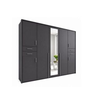 luma-home SKŘÍŇ S OTOČNÝMI DVEŘMI Š228/V210/H58 cm, v grafitové barvě, s paspartou, 1 zrcadlovými dveřmi a zásuvkami / 22571 obraz
