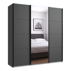 luma-home SKŘÍŇ S POSUVNÝMI DVEŘMI, 3dveřová, šířka 180 cm, výška 208 cm, hloubka 64 cm, v grafitové barvě, s jedněmi zrcadlovými dveřmi / 22512 obraz