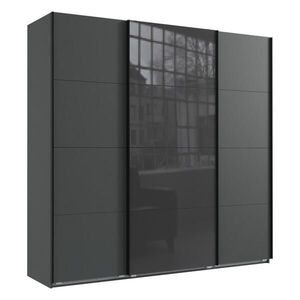 luma-home SKŘÍŇ S POSUVNÝMI DVEŘMI, 3dveřová, 225 × 236 × 64 cm (Š×V×H), extra vysoká, v barvě grafit, s jedněmi prosklenými dveřmi v šedé barvě / 225 obraz