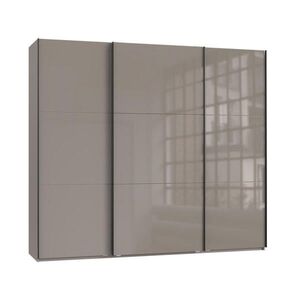 luma-home SKŘÍŇ S POSUVNÝMI DVEŘMI, 3dveřová, 250 × 216 × 65 cm (Š×V×H), v pískově šedé barvě se skleněnými čely, včetně kompletního vybavení / 22031 obraz