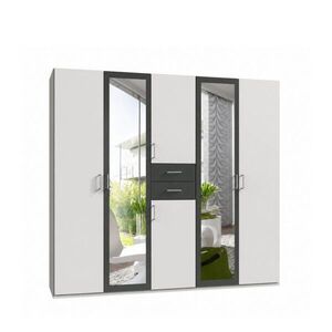luma-home SKŘÍŇ S OTOČNÝMI DVEŘMI Š225/V208/H58 cm, bílá s grafitovými akcenty, se 2 zrcadlovými dveřmi a zásuvkami / 22590 obraz