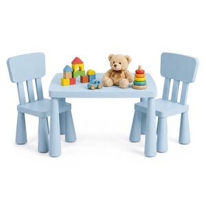 Relaxdays SESTAVA Modrá 3dílný-set dětský stůl 2 židle plast obraz