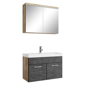 Badplaats KOUPELNOVÁ SESTAVA Paso 3 díly kaštanový dub / šedá - 80 x 40 x 55 cm obraz