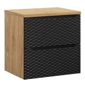 Badplaats SKŘÍŇKA POD UMYVADLO Ocean 2 zásuvky matná černá s dub - 60 x 46 x 59 cm obraz