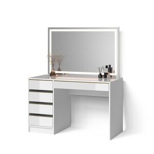 Livinity® TOALETNÍ STOLEK Imola Bílá/zlatá 120 cm se zrcadlem LED obraz