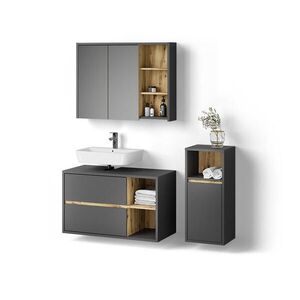 Livinity® KOUPELNOVÝ NÁBYTEK Vomano, Antracit, 3dílná obraz
