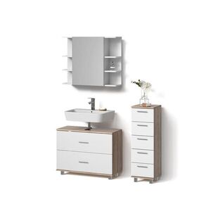 Livinity® SADA NÁBYTKU DO KOUPELNY Eisak, Bílá/Sonoma, 3dílná obraz