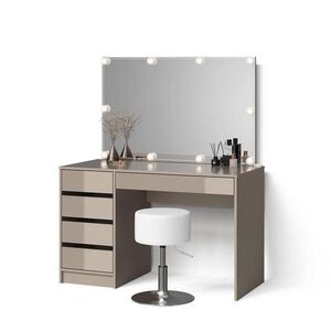 Livinity® MAKE-UP STŮL Imola Greige s osvětlením LED a stoličkou obraz