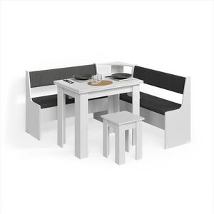 Livinity® ROHOVÁ LAVICE Tiberio Bílá 150 x 150 cm se stolkem obraz