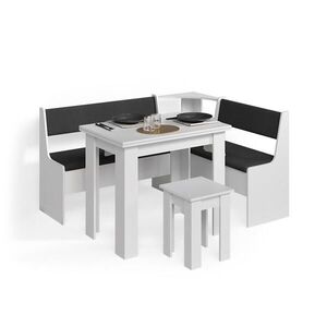 Livinity® ROHOVÁ LAVICE Tiberio Bílá 150 x 120 cm se stolkem obraz