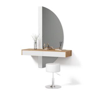 Livinity® TOALETNÍ STOLEK Ascona Bílá s LED osvětlením a taburetem obraz