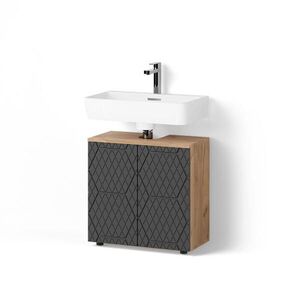 Livinity® ZÁKLADNÍ SKŘÍŇKA POD UMYVADLO Ronco Antracit se strukturou včelí plástve 60 x 59 cm obraz