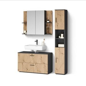 Livinity® KOUPELNOVÝ NÁBYTEK Ronco, Antracit/Řemeslný dub, 3dílná obraz