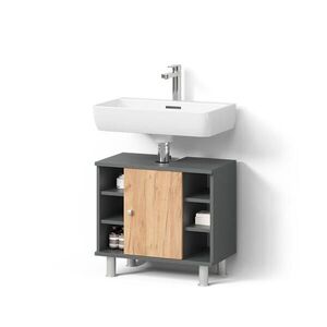 Livinity® TOALETNÍ SKŘÍŇKA PRO UMYVADLO Fucino Zlatý dub power/antracit 60 x 54 cm se 6 policemi obraz
