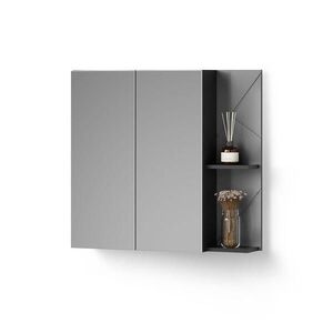 Livinity® ZRCADLOVÁ SKŘÍŇKA Ronco Antracit vysoký lesk/antracit 80 x 75 cm obraz
