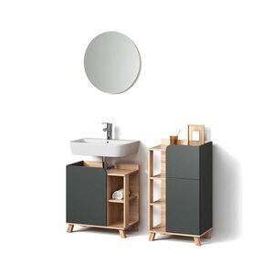 Livinity® KOUPELNOVÝ NÁBYTEK Marano, Antracit, 3dílná obraz
