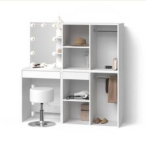 Livinity® TOALETNÍ STOLEK Nola Bílá s LED, stoličkou a skříňkou obraz