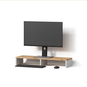Livinity® STOJAN NA MONITOR Lorena Bílý/zlatý dub 80 x 12 cm obraz