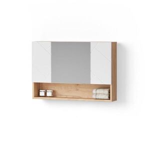 Livinity® KOUPELNOVÁ ZRCADLOVÁ SKŘÍŇKA Ronco Bílý vysoký lesk/zlatý dub power 80.1 x 55 cm obraz