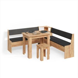 Livinity® ROHOVÁ LAVICE Tiberio Zlatý mocný dub 180 x 180 cm se stolkem obraz