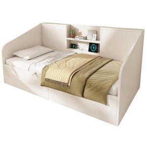 OKWISH DENNÍ postel 90/190 cm bílá z MDF a masivního dřeva s úložným prostorem a USB obraz
