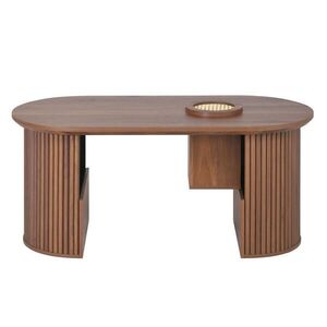OKWISH OVÁLNÝ konferenční stolek 105/50/46, 5 cm ořechový z MDF s úložným prostorem a zaoblenými hranami obraz